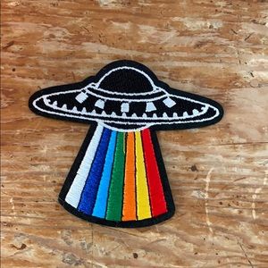 Rainbow space iron on patch
